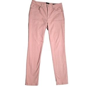 Jones New York Madison Skinny Ankle Pants Women 10 Pink High Rise Stretch Twill